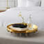 Plateau décoratif en métal avec anneau en acrylique pour la décoration intérieure - Plateau décoratif pour repose-pieds, table basse, bijoux, cuisine ou bibelot - 16 po, or