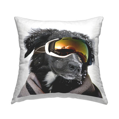 Design de coussin décoratif imprimé Snowboarder avec lunettes