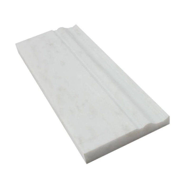 12" x 5" Honed Marble Bullnose Tile Trim, Polished Oriental White