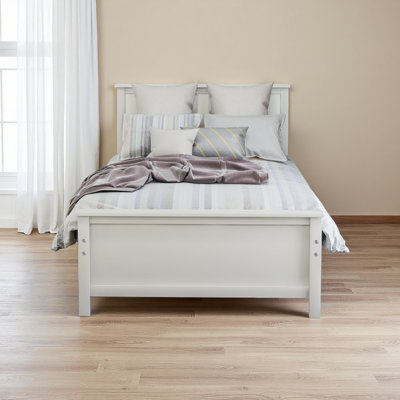 Twin Size Wood Platform Bed With Headboard,Footboard And Wood Slat Support