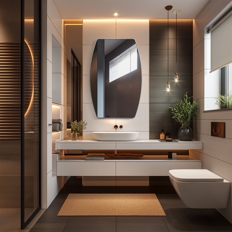 Miroir de salle de bain Atle, Argent, 36" x 24"