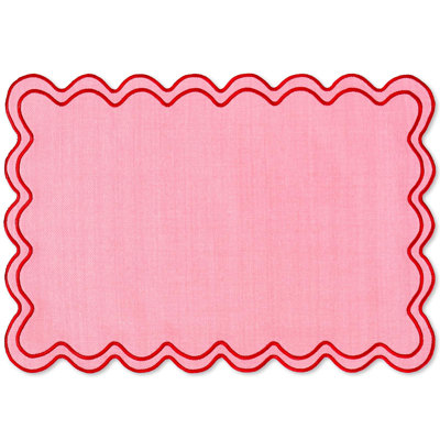 Napperons brodés, ensemble de 6 décorations de table de salle à manger (rose)