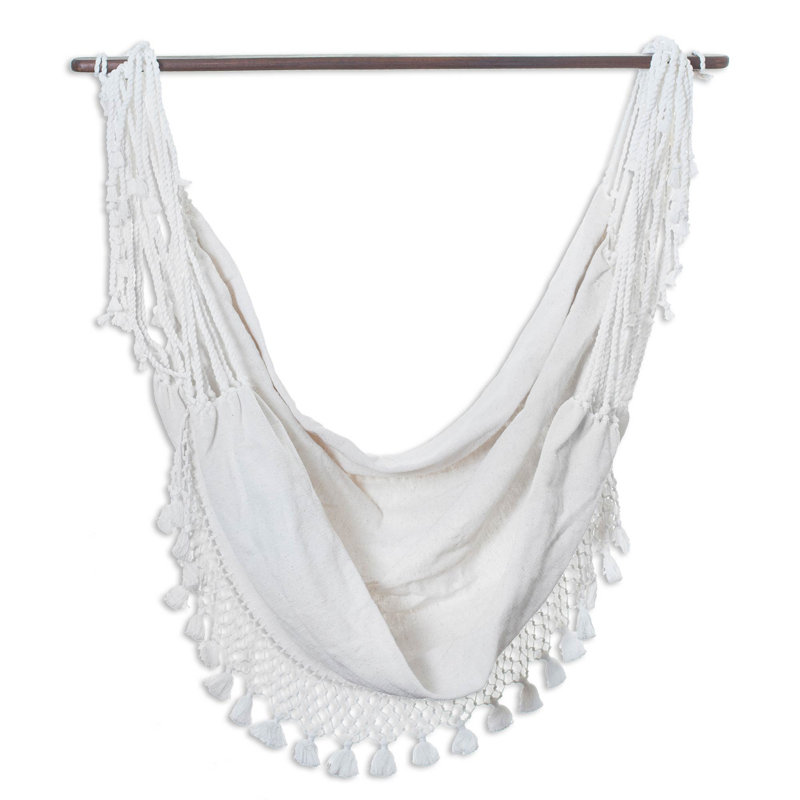Chaise hamac en coton Polly, Blanc