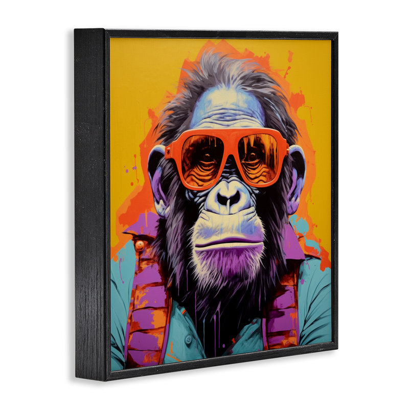 Pop style gorille, Giclée encadrée noir minuit, H 17 po x l 17 po