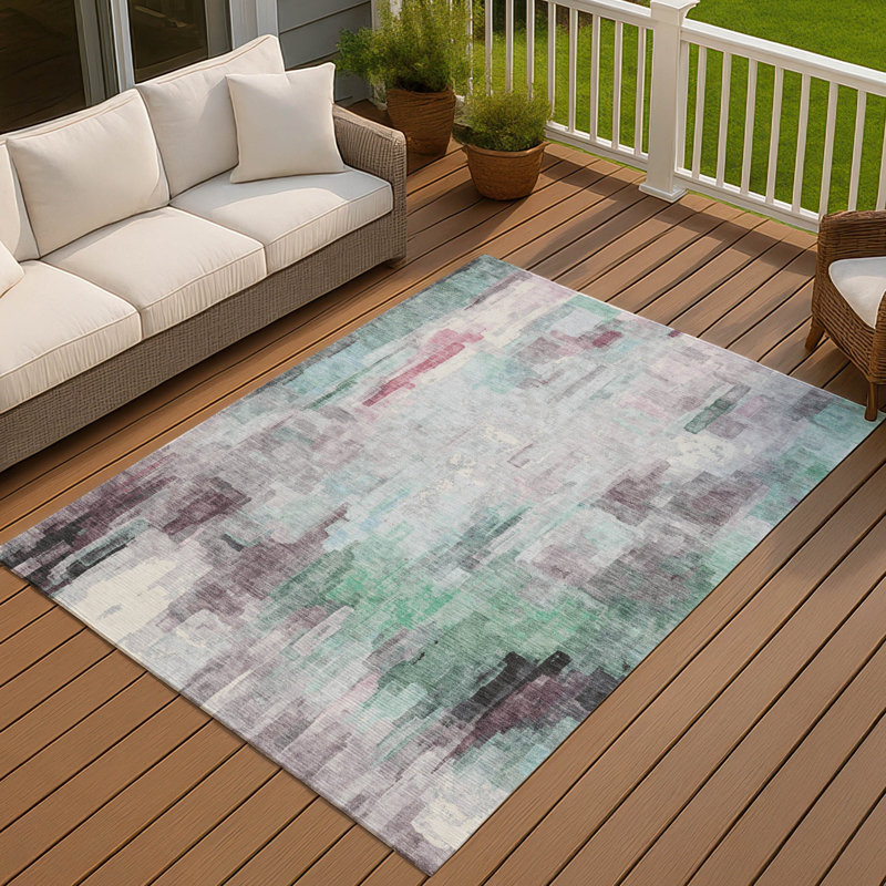 Machine Washable Indoor/Outdoor Chantille ACN2668 Abstract Rug, Sky, 9' x 12'