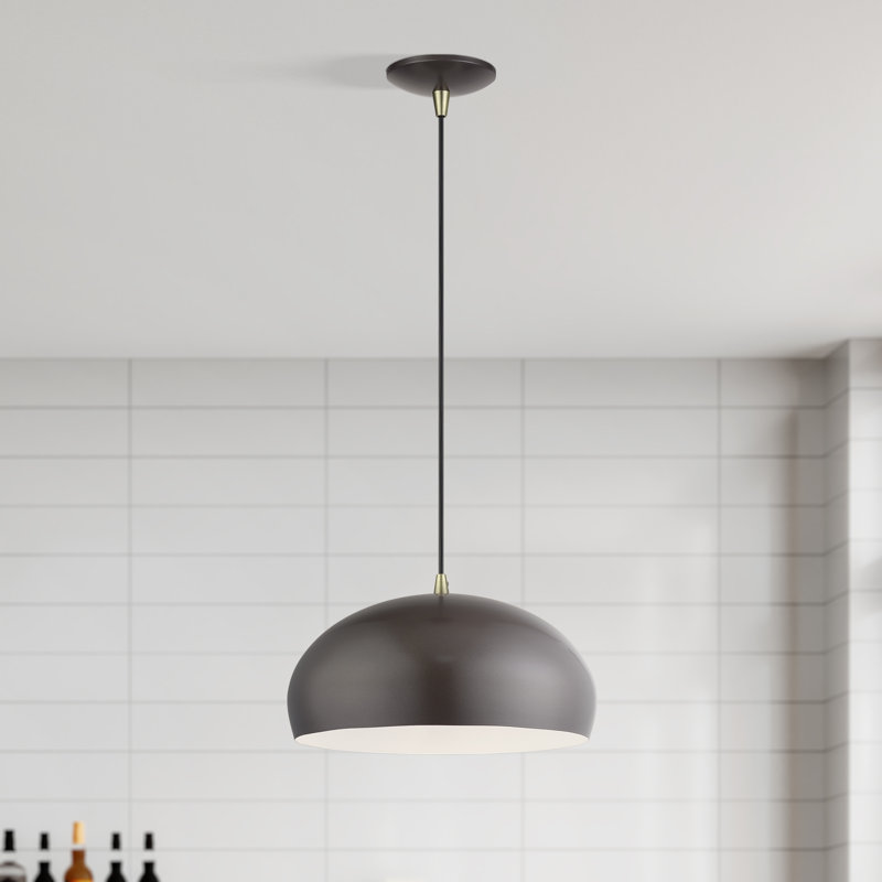 Luminaire suspendu en bronze anglais à 1 lumière Aaranyan, Bronze, Brun