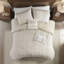 Housse de couette 100% coton 3 pièces avec rayures taupe et blanches