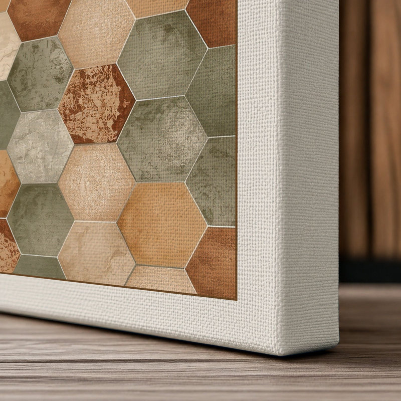 Honeycomb Tessellation Geometric - Wrapped Canvas, Cream Border, 24x16 - 61.0 x 40.6 cm