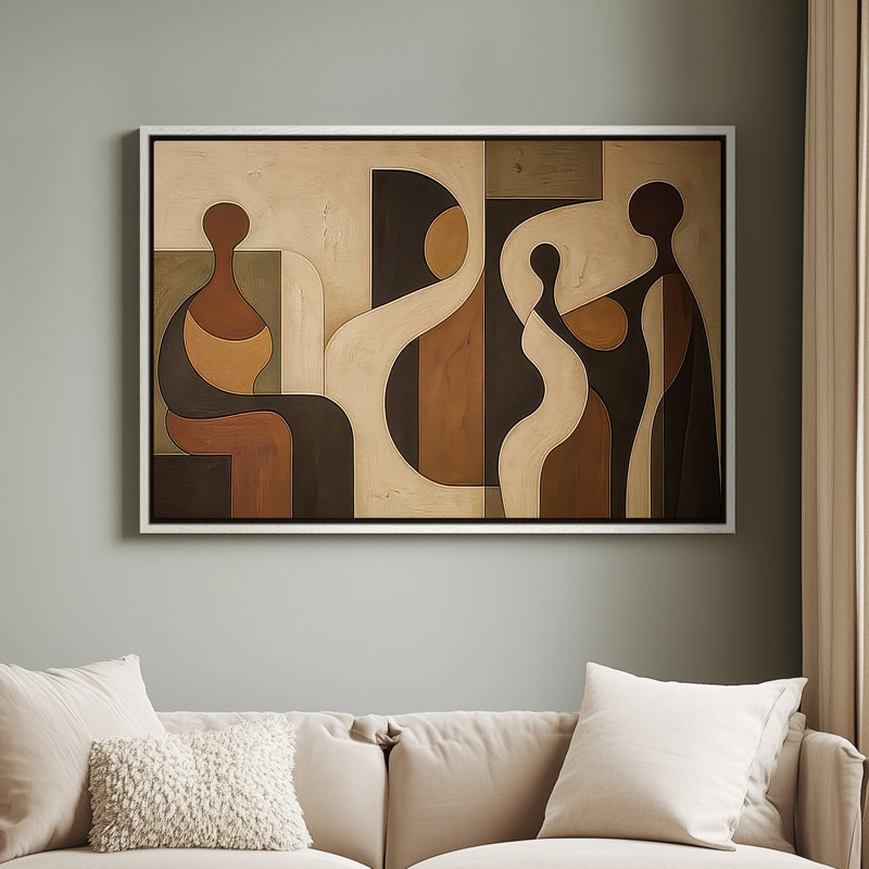 Framed Canvas Wall Art - Vintage Abstract Wall Prints for Bedroom - 16"x24", White