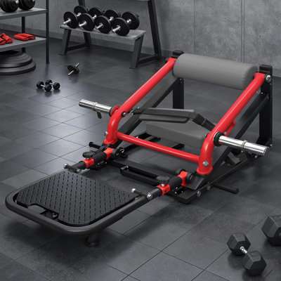 Hip Thrust Machine With Adjustable Footboard, 800Lbs Plate-Loaded Glute Bridge Machine With Weight Holder