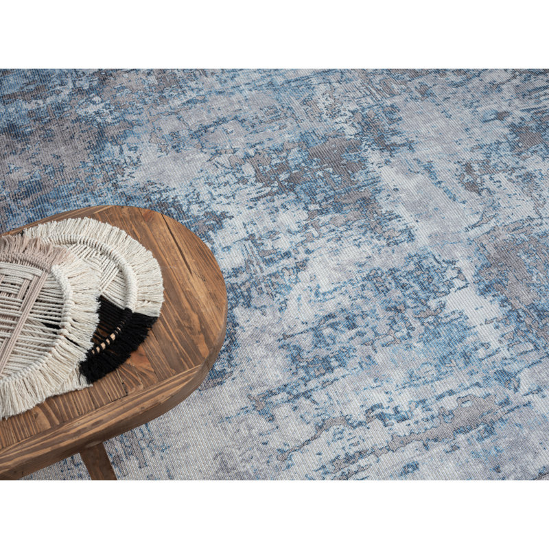 Washable Savana blue/grey Rug, Rectangle 120 x 180cm