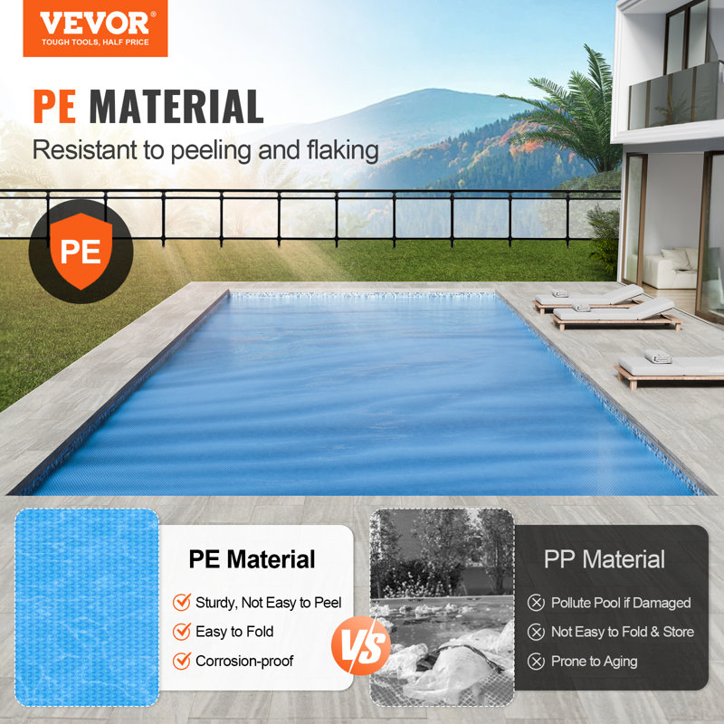 VEVOR Blue Rectangular 24x12 ft Solar Pool Cover Blanket