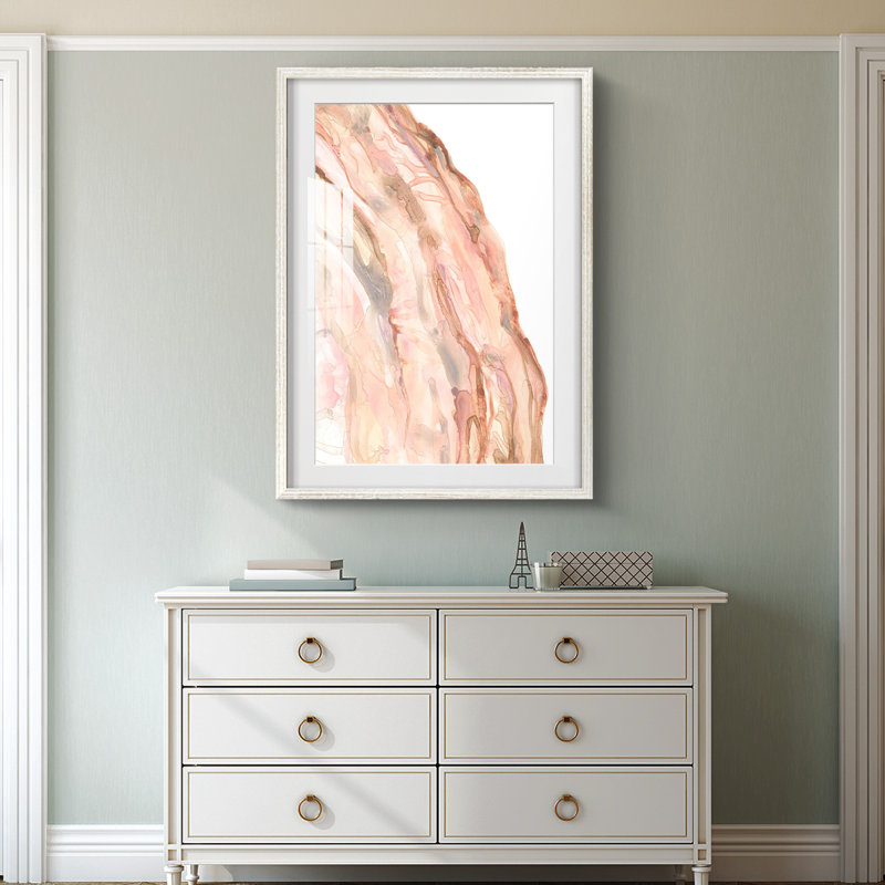 Quartz rose I - impression encadrée, H 28,5 po x l 20,5 po, Blanc