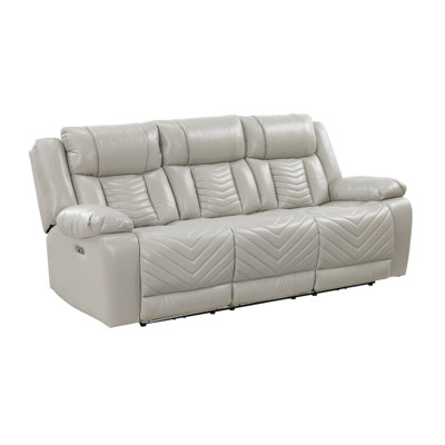 Hem Power Reclining Sofa, 3 Seater, USB And Cupholders, Gray Faux Leather