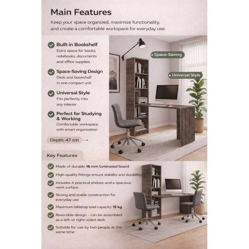Meyersdale Writing Desk, Dark Ash