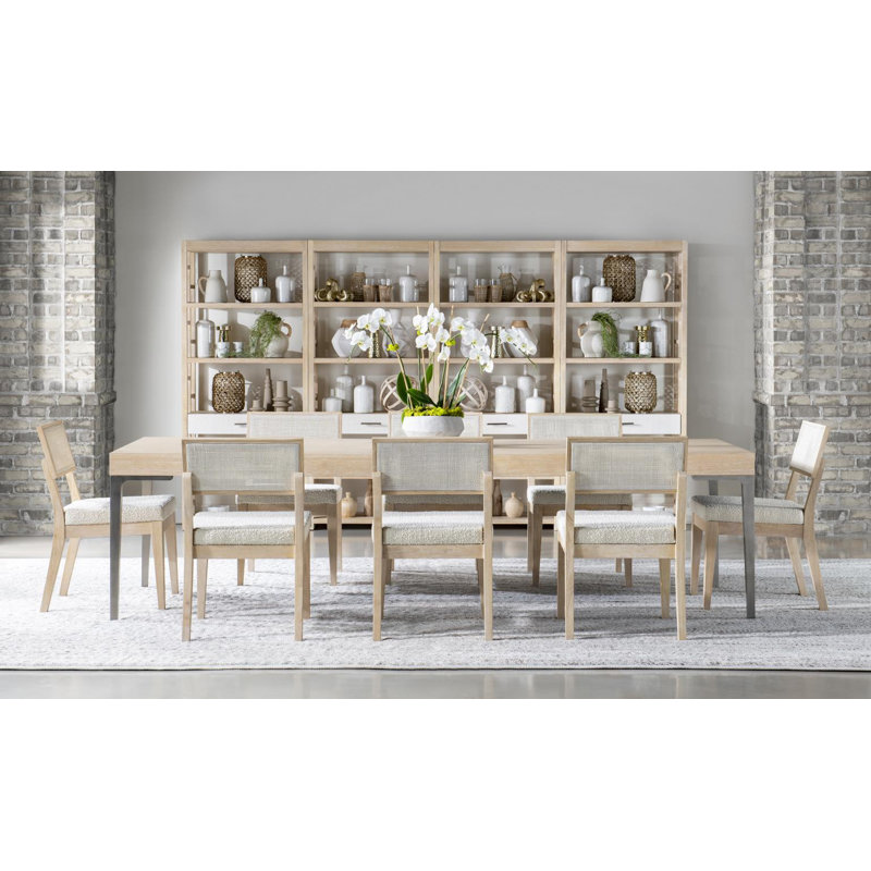 Biscayne Beige and White Round Oak Dining Table