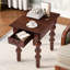 Ensemble de 3 tables basses en bois massif avec tiroir, table basse vintage et 2 tables de bout pour le salon-117799058