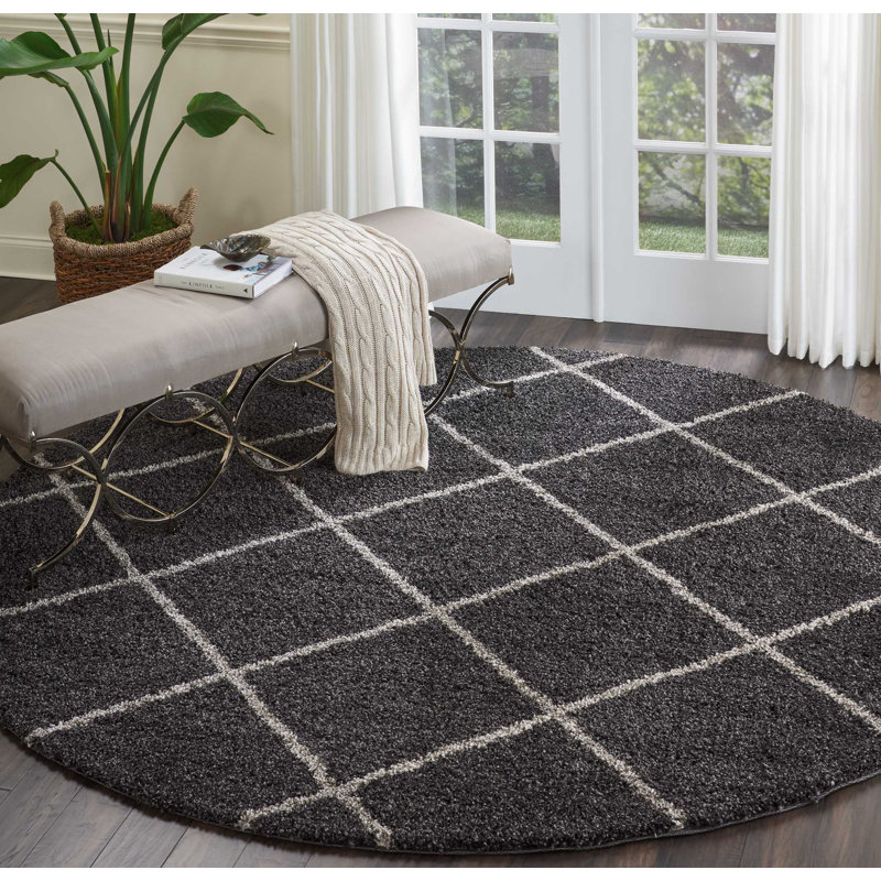 Tapis gris anthracite Secelia, Rond 4 pi