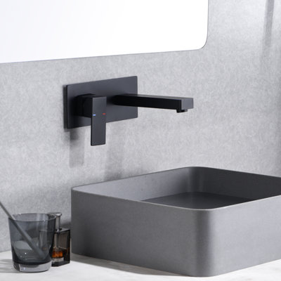 Robinet de lavabo de salle de bain, robinet de lavabo mural à un trou avec robinet à gauche
