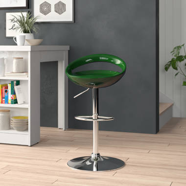 Claudine Contemporary Cozy Mid-Back Vinyl Adjustable Height Barstool with  Chrome Base