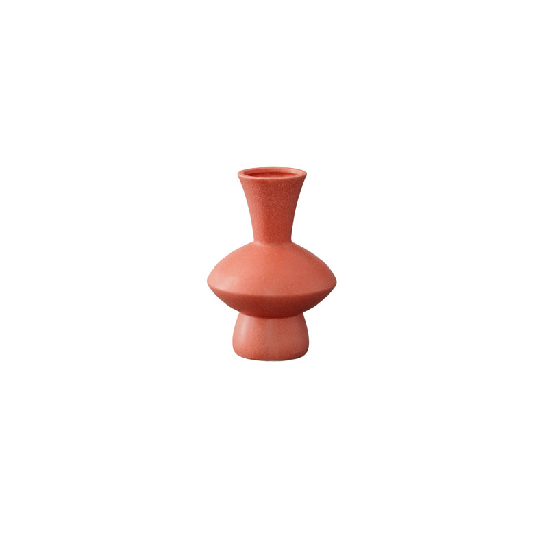Ceramic Vase Matte Finish Pink, 9.75" H x 7" W x 7" D