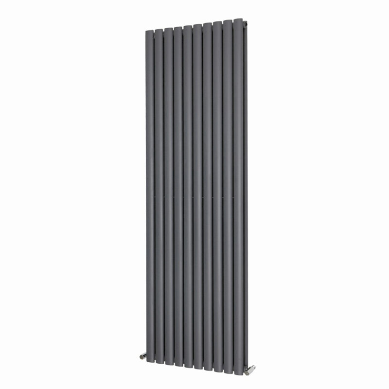 Shoshana Vertical Oval Panel Radiator, 180cm H x 59cm W, 2, Anthracite