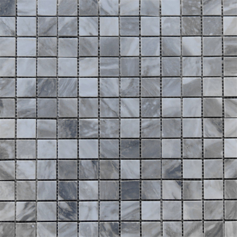 12 in. x 12 in. Grid Marble Tile, Light Gray