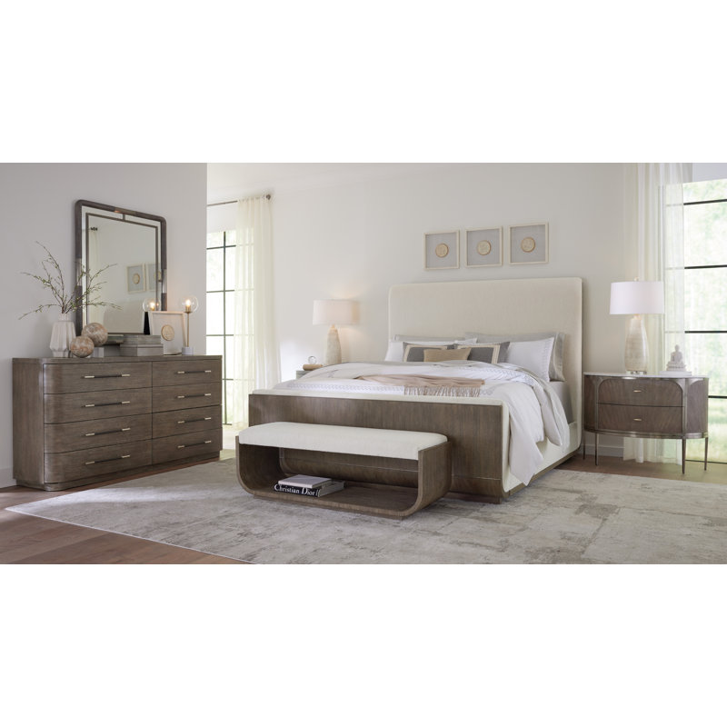 Modern Mood Upholstered Standard Bed, California King, Dark Wood/Mink/Inverness Natural