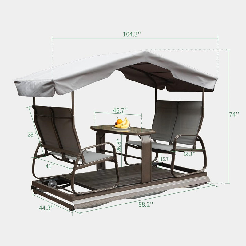 Fauteuil oscillant couvert 4 canapés - structure en aluminium pour chaise d'extérieur toutes saisons