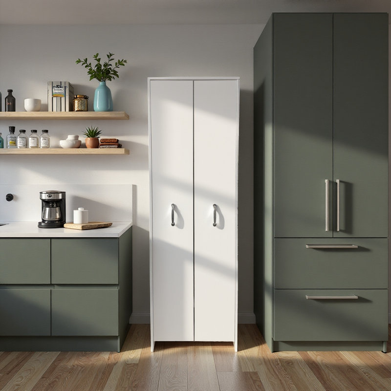 Bibliothèque à 4 niveaux avec portes coulissantes et roulettes - Armoire de rangement mobile avec 2 étagères coulissantes