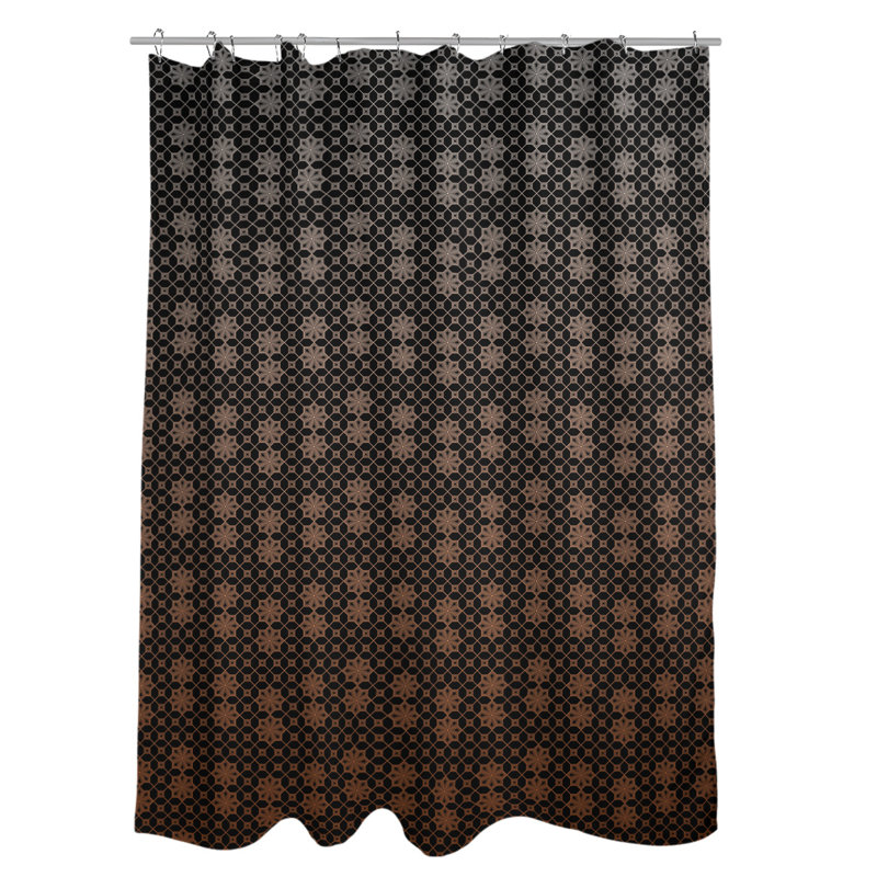 Rideau de douche simple en treillis Classic, Orange / Noir