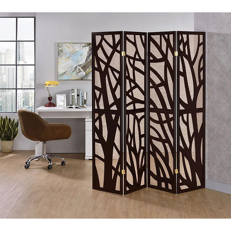 Austine 69 " W x 70.5 " H 4 - Panel Solid Wood Folding Room Divider, Espresso