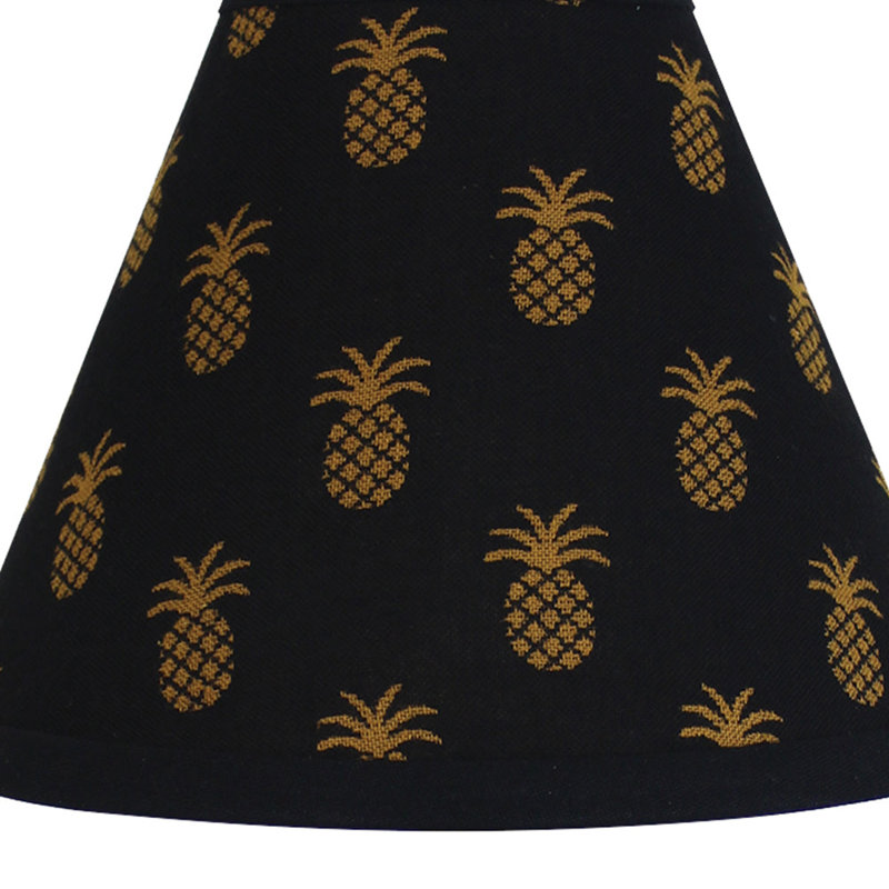 Abat-jour empire en coton (à pince) en noir / moutarde, H 12 po x l 16 po x P 16 po