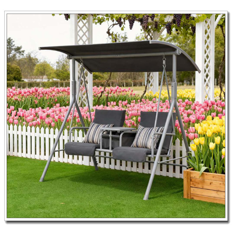 Outdoor Porch Swing with Canopy and Storage - Thumbnail 2