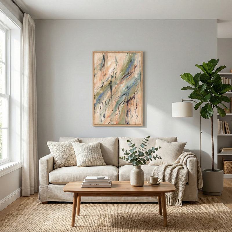 Ensemble de 1 tableau abstrait sur toile, 48"H x 36"W, Natural