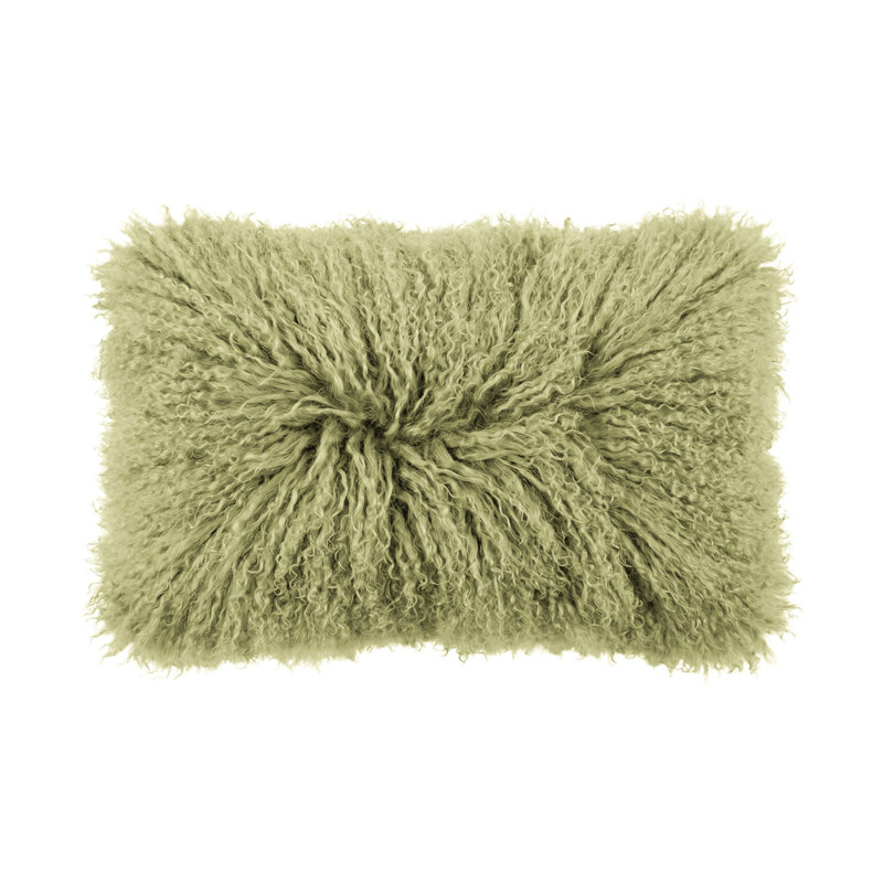 Tibetan Lamb Sheepskin Pillow by Outpost Original, 22" x 12", Moss Green