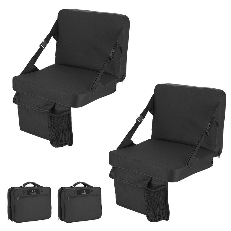 Bleacher Cushion, Stadium Seat with Back Support, Padded, Foldable, Lightweight with Handle for Outdoor Events (2 Pack)