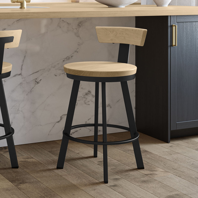  Astrid Swivel Counter Stool With Wood, Natural