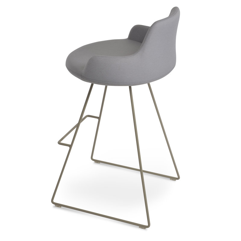 Tabouret de bar et de bar Dervish, Gris clair, Os, Tabouret de comptoir (siège d'une hauteur de 24,5