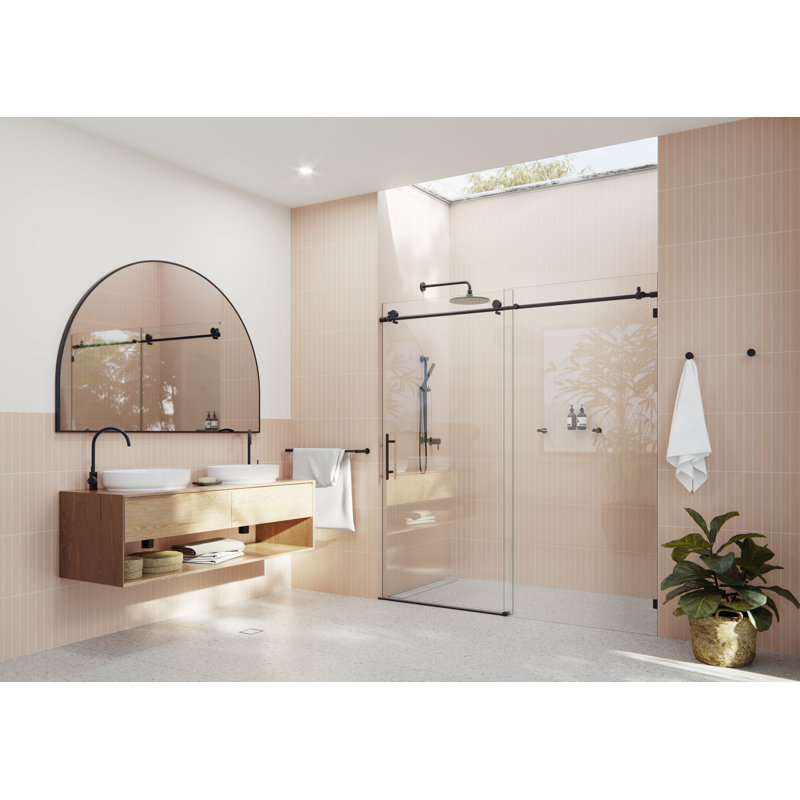 Eclipse 68 - 72 in. x 78 in. Fully Frameless Sliding Shower Door, Matte Black