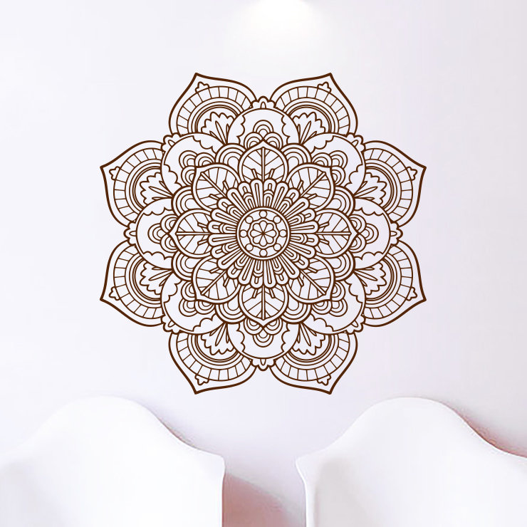Adhésif décoratif mandala namaste boho yoga autocollants, Brun