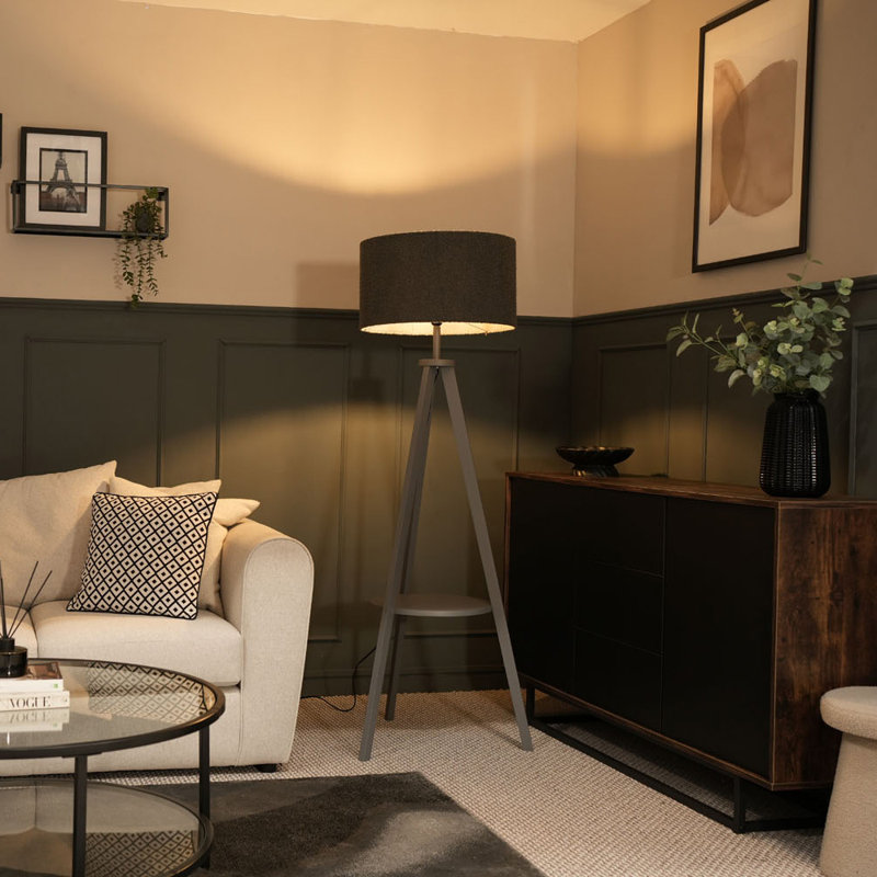 Seery 148cm Matte Tripod Floor Lamp Set, Charcoal, Yes