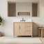 Meuble-lavabo autoportant de 42 po avec plateau en pierre Milano Mist, tablette dissimulée et support pour sèche-cheveux-125008409-125008410