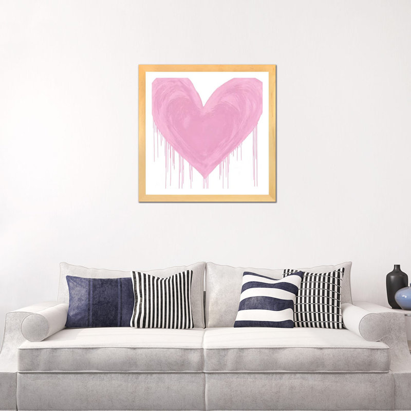 Impression d’art graphique, "Big cœur rose" par Lindsay Rodgers, Blanc, H 24 po x l 24 po x p 1 po, Papier bois naturel