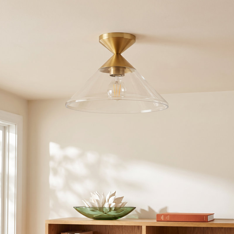 Brylon Glass Flush Mount, Brushed Gold, Clear