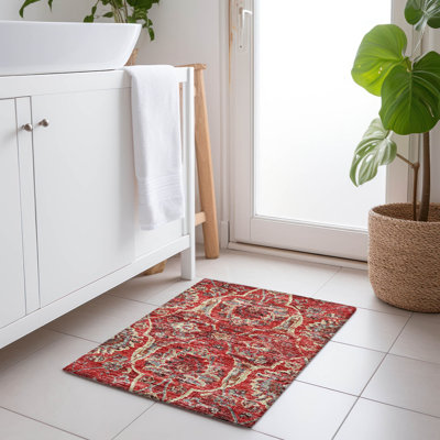 Premium Machine Washable Alliah AMF95 Red Rug