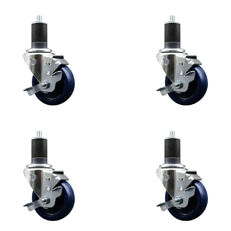 Ensemble de roulettes extensibles pivotantes 3,5 po en polyuréthane solide de 3,5 po 1-5 / 8 po SCC