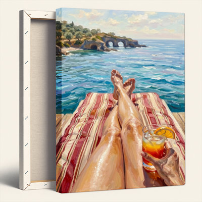 «Gallery Wrap», art mural sur toile pour le salon, la chambre à coucher, le bureau ou le vestibule - décoration murale décorative avec plage relaxante