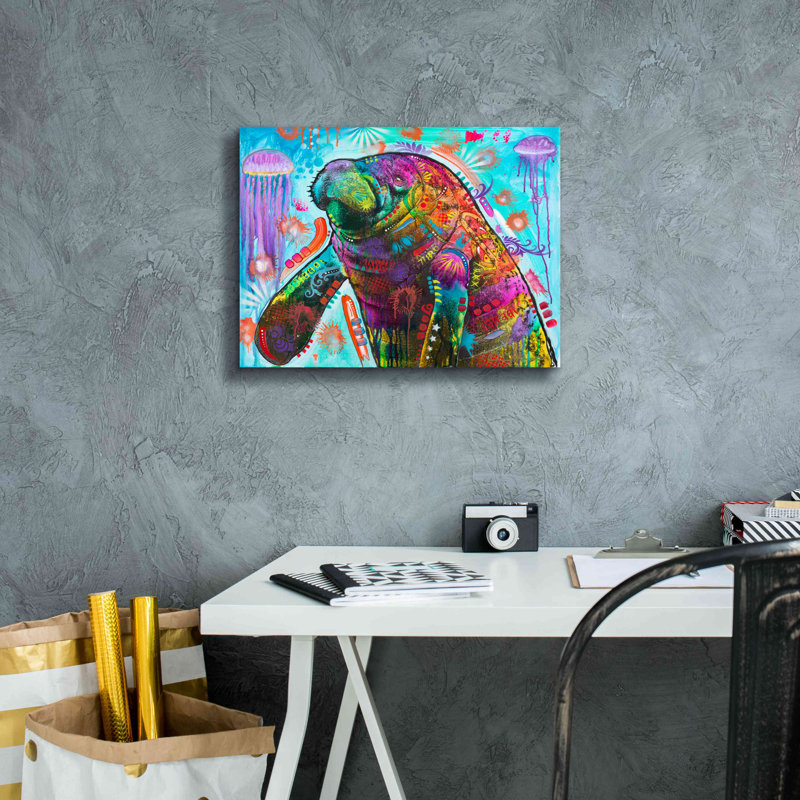 «Manatee» par Dean Russo, art mural sur toile, H 12 po x l 16 po x P 0,75 po