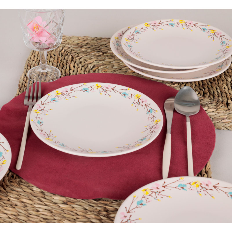 Ensemble d'assiettes à dessert élégantes en céramique (6 pièces), 8,0 pouces | 100% céramique, va au micro-ondes et au lave-vaisselle | Blanc éclatant, brun, jaune, rose et turquoise | Parfait pour servir des desserts et des collations avec style
